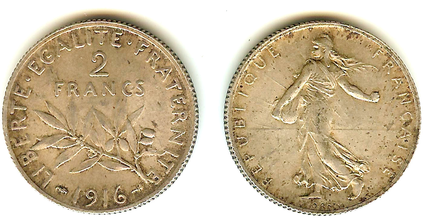 2 Francs 1916 Unc